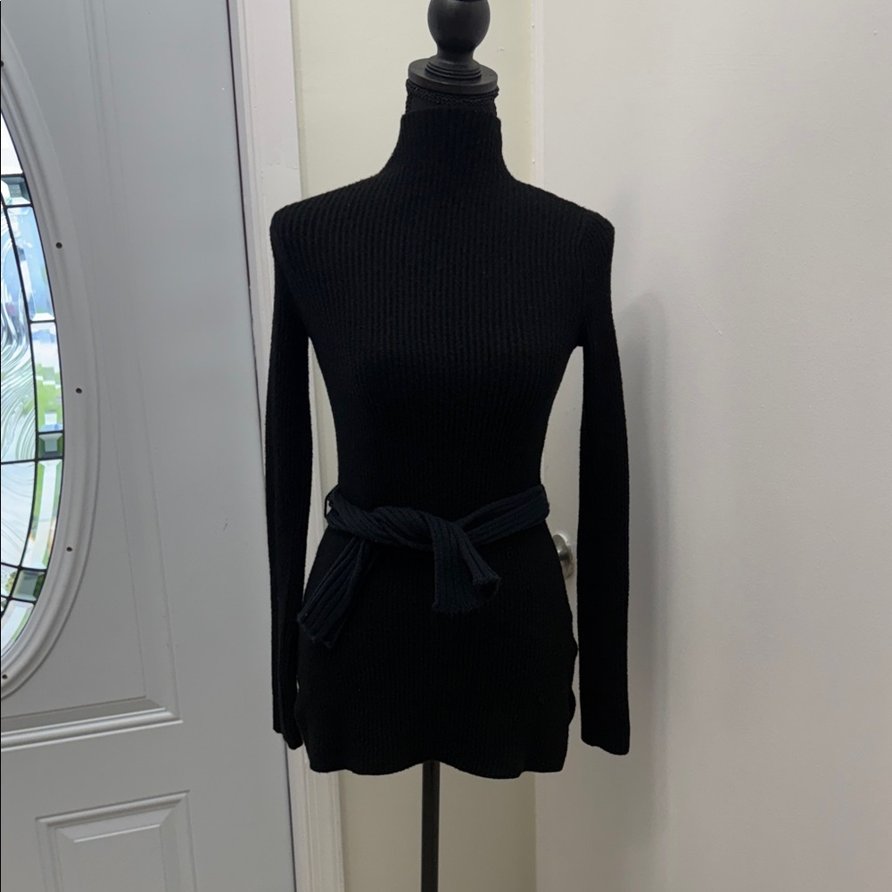 Magaschoni Black Ribbed Sweater with Belt
